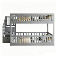 ETAGENBETT 140/200 cm mit Stauraumtreppe, Schubladen und Tür, Grau - Grau, Holzwerkstoff (140/200cm) - Redom