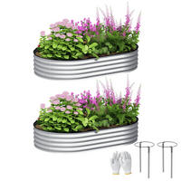 HOCHBEET-SET DE-12173 2er-Set 152/91/30 cm mit Gummikante Silber - Silberfarben, Metall (152/30/91cm) - ComfortXL