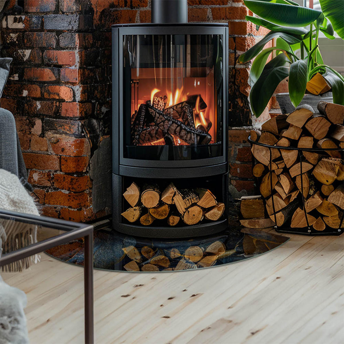 GLASPLATTE für Kamin 100x100 cm Marineblau - Dunkelblau, Glas (100/100/0.4cm) - ArtPrintCave