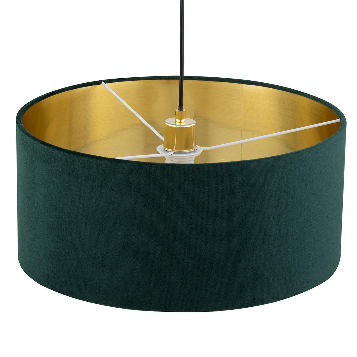 PENDELLEUCHTE - Samt / Metall, 1-flammig - Grün, Metall (45/45/125cm) - home24