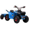 KINDERQUAD Kinder Elektro-Quad 6V Elektroauto mit Anhänger, 2,5 km/h Metall Blau - Blau, Metall (106/41.5/48.5cm) - HOMCOM