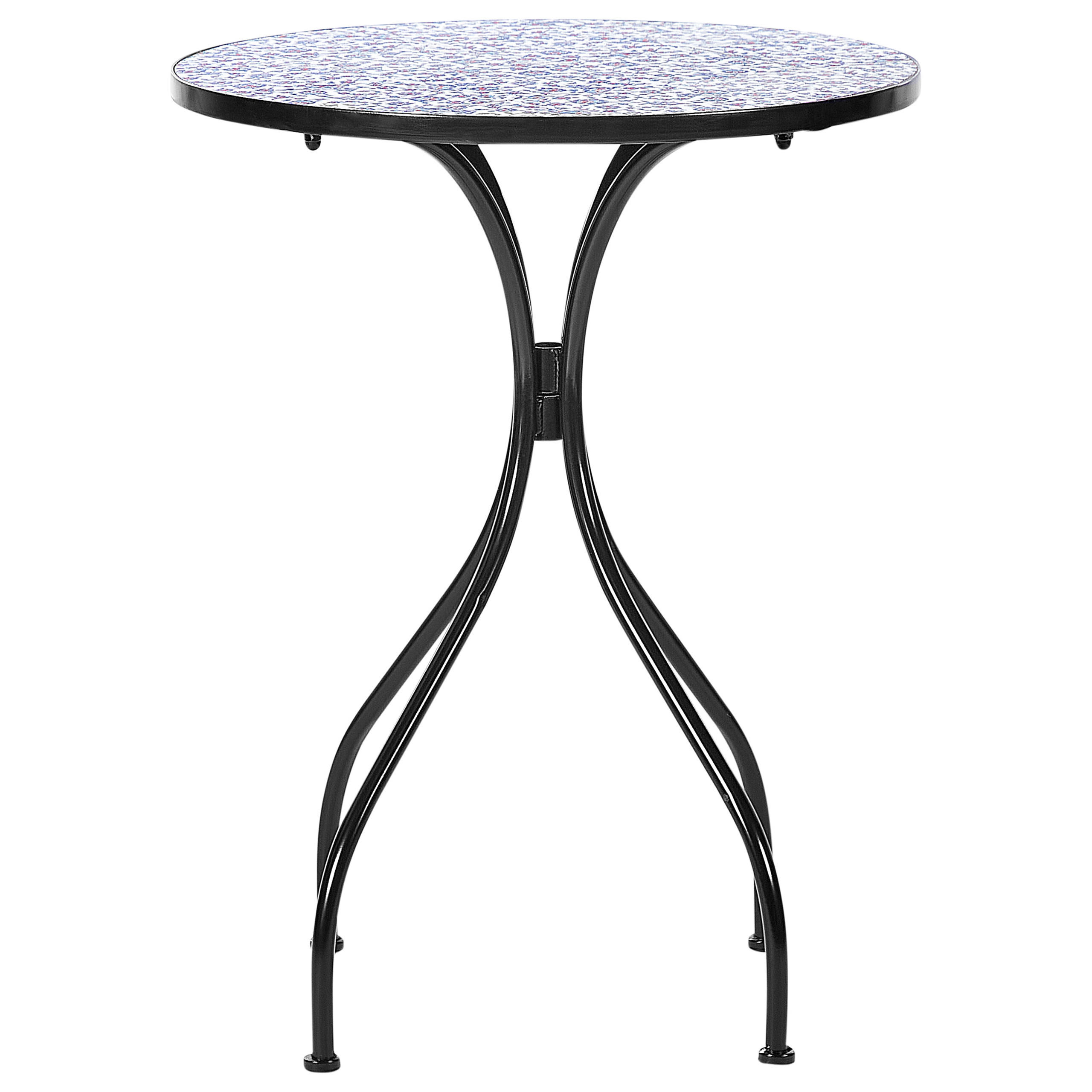 GARTENTISCH Keramik Schwarz Camprena - Blau/Schwarz, Metall (60/60/75cm) - Beliani