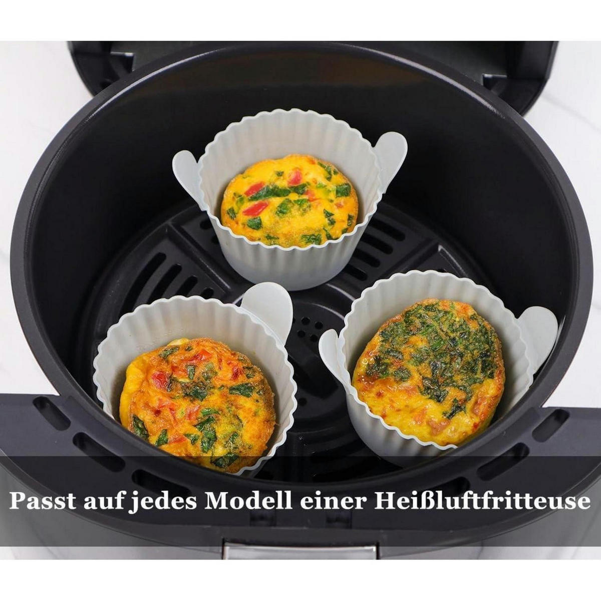 MUFFINFORM 6er Set Silikon Grau - Grau, Kunststoff (8/4.5/8cm)