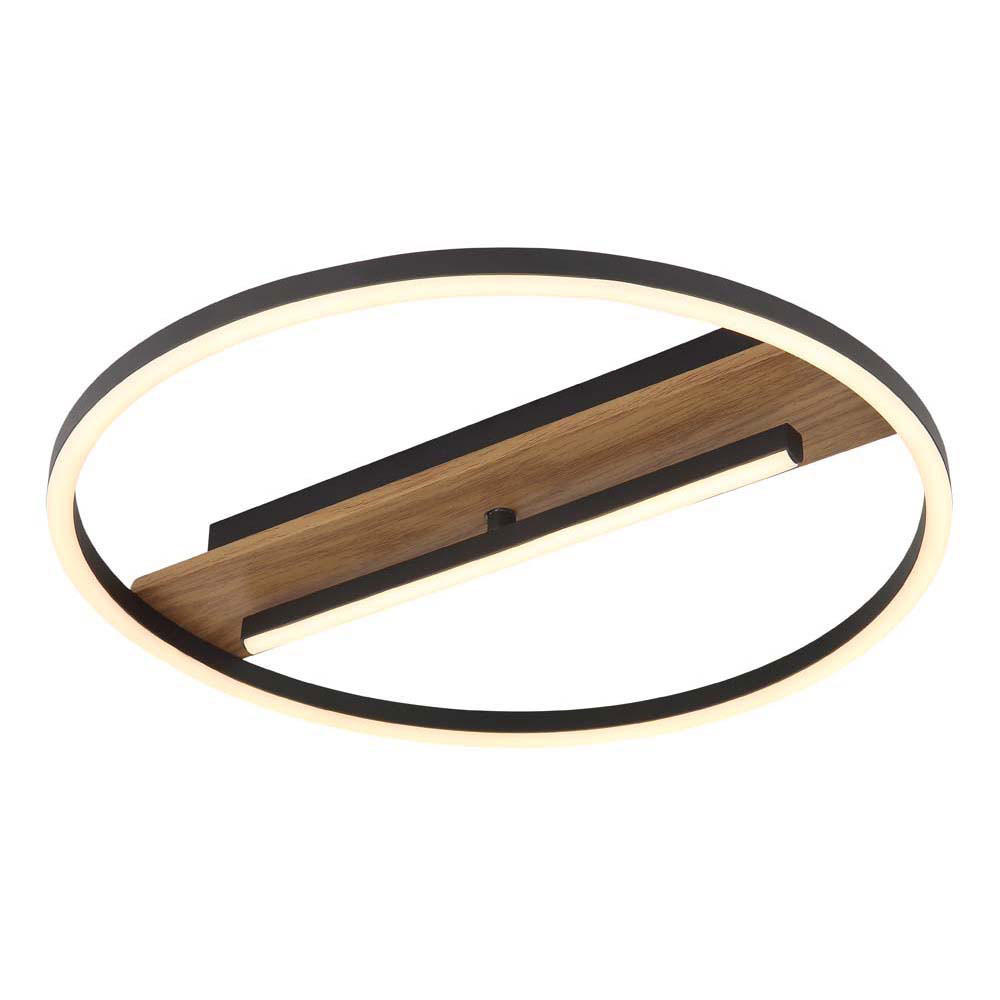 LED DECKENLEUCHTE Metall Schwarz, Holzoptik - Braun, Metall (40.5/40.5/5.5cm) - Globo Lighting