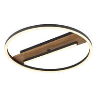 LED DECKENLEUCHTE Metall Schwarz, Holzoptik - Braun, Metall (40.5/40.5/5.5cm) - Globo Lighting