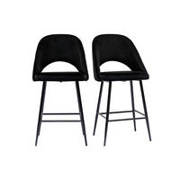 BARHOCKER Samt Schwarz Metall H65 cm 2er-Set COSETTE - Schwarz, Textil (54/103.5/51.5cm) - Miliboo