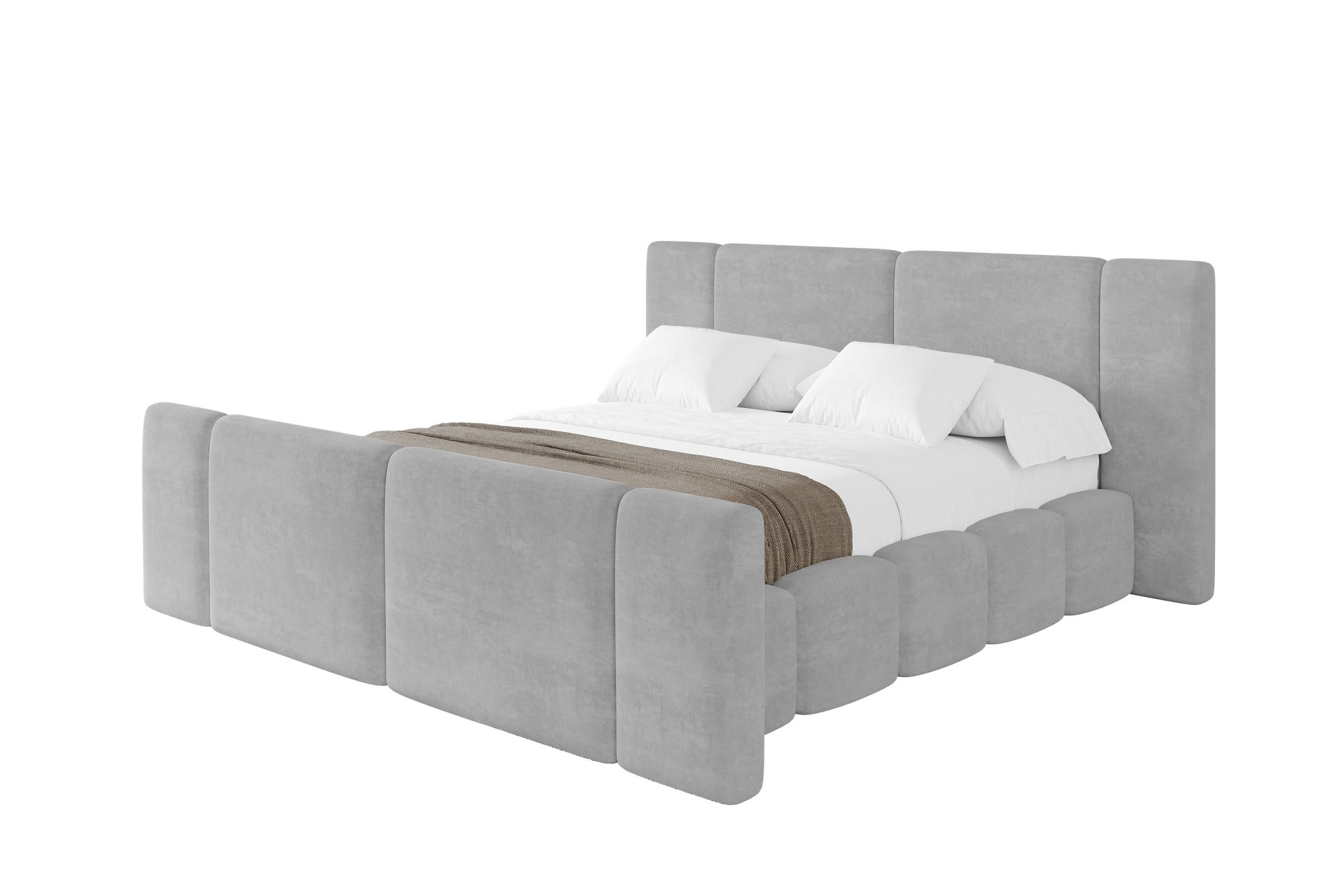 POLSTERBETT mit Bettkasten, Fußteil und Lattenrost, Bett mit Matratze H3/H4 - NILO-Z 120x200 Grau - Grau, Holzwerkstoff/Textil (120/200cm) - ALTDECOR