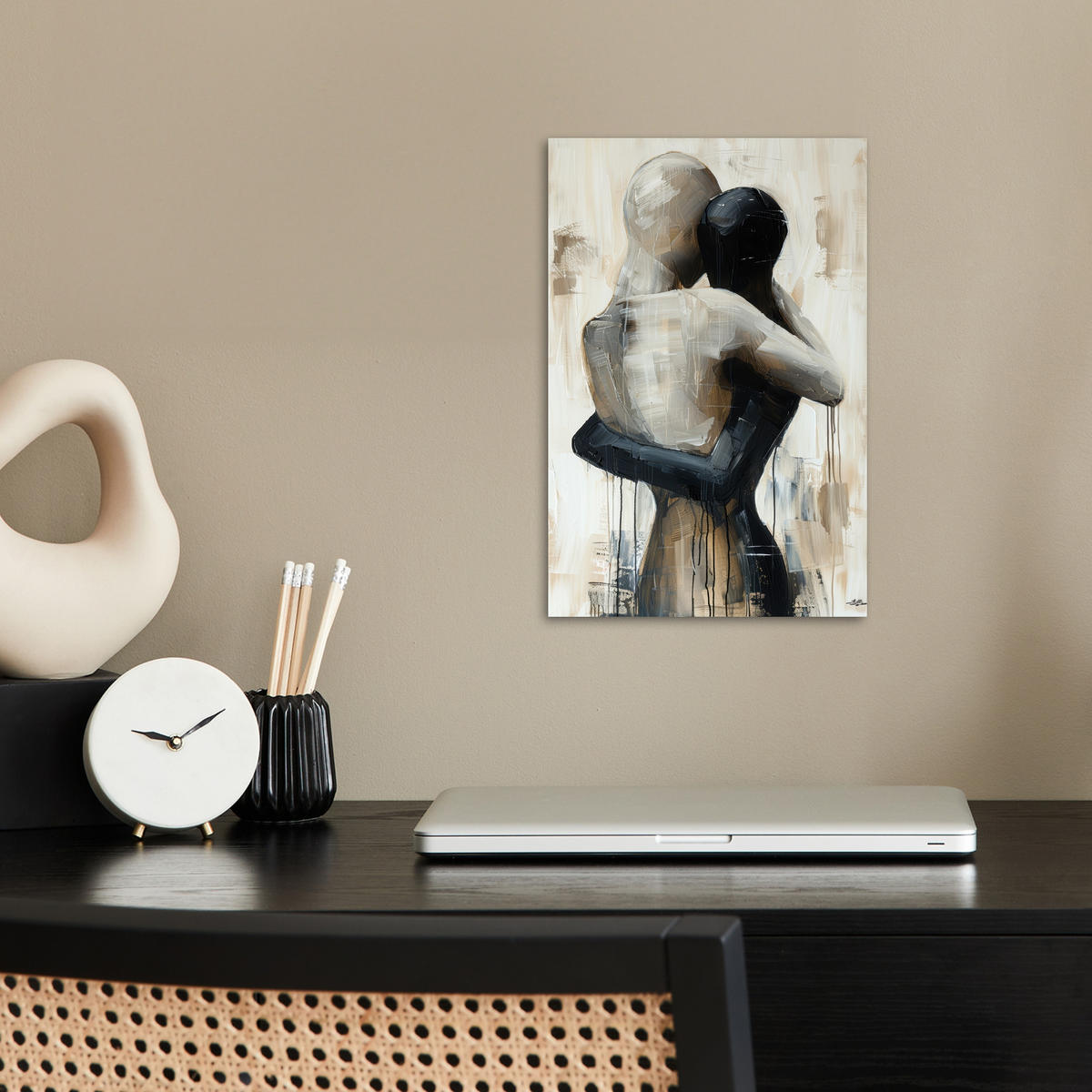 POSTER Abstrakt - Liebe - Schwarz und weiß - Modern 20x30 cm - Schwarz, Papier (20/30/0.1cm) - MuchoWow