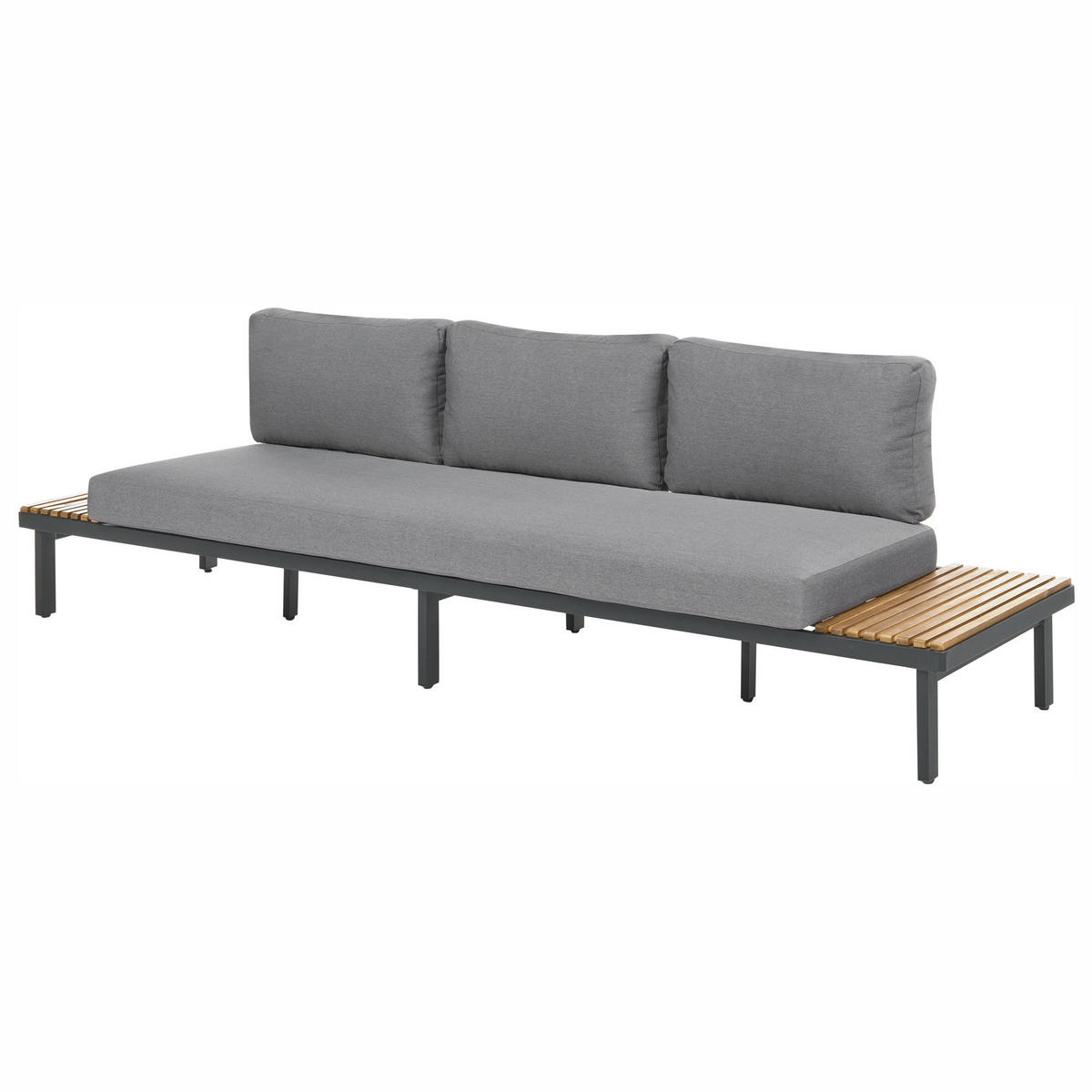 GARTENSOFA 3-Sitzer Akazienholz Dunkelgrau Fivizzano - Dunkelgrau/Braun, Holz (266/78/69cm) - Beliani