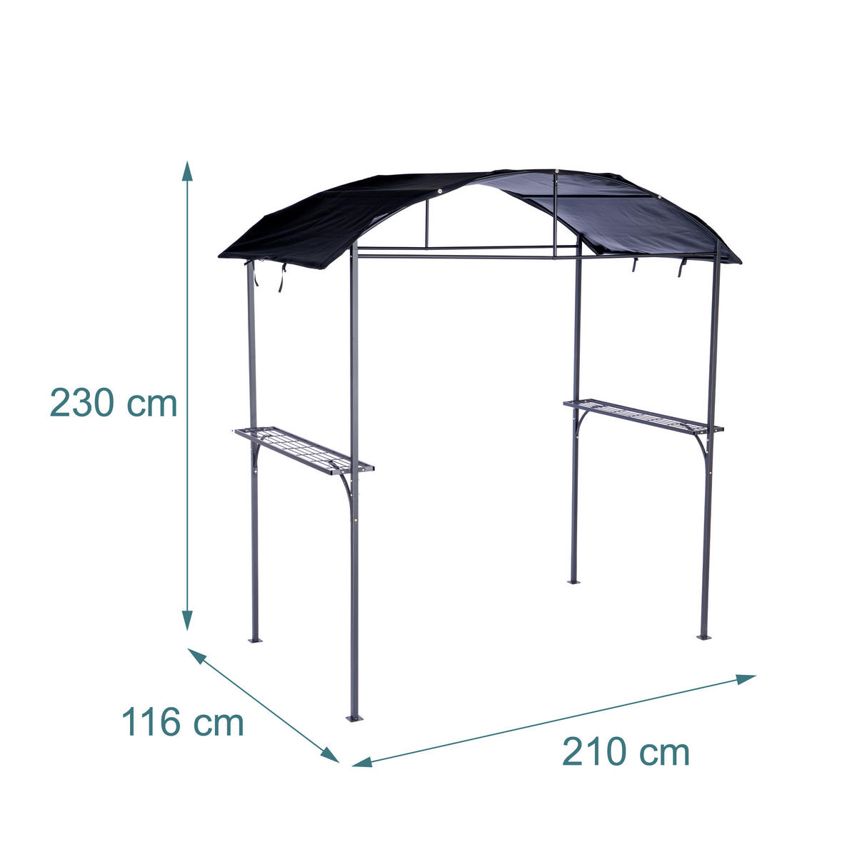 GRILL-PAVILLON - Anthrazit, Textil/Metall (210/230/116cm) - Relaxdays