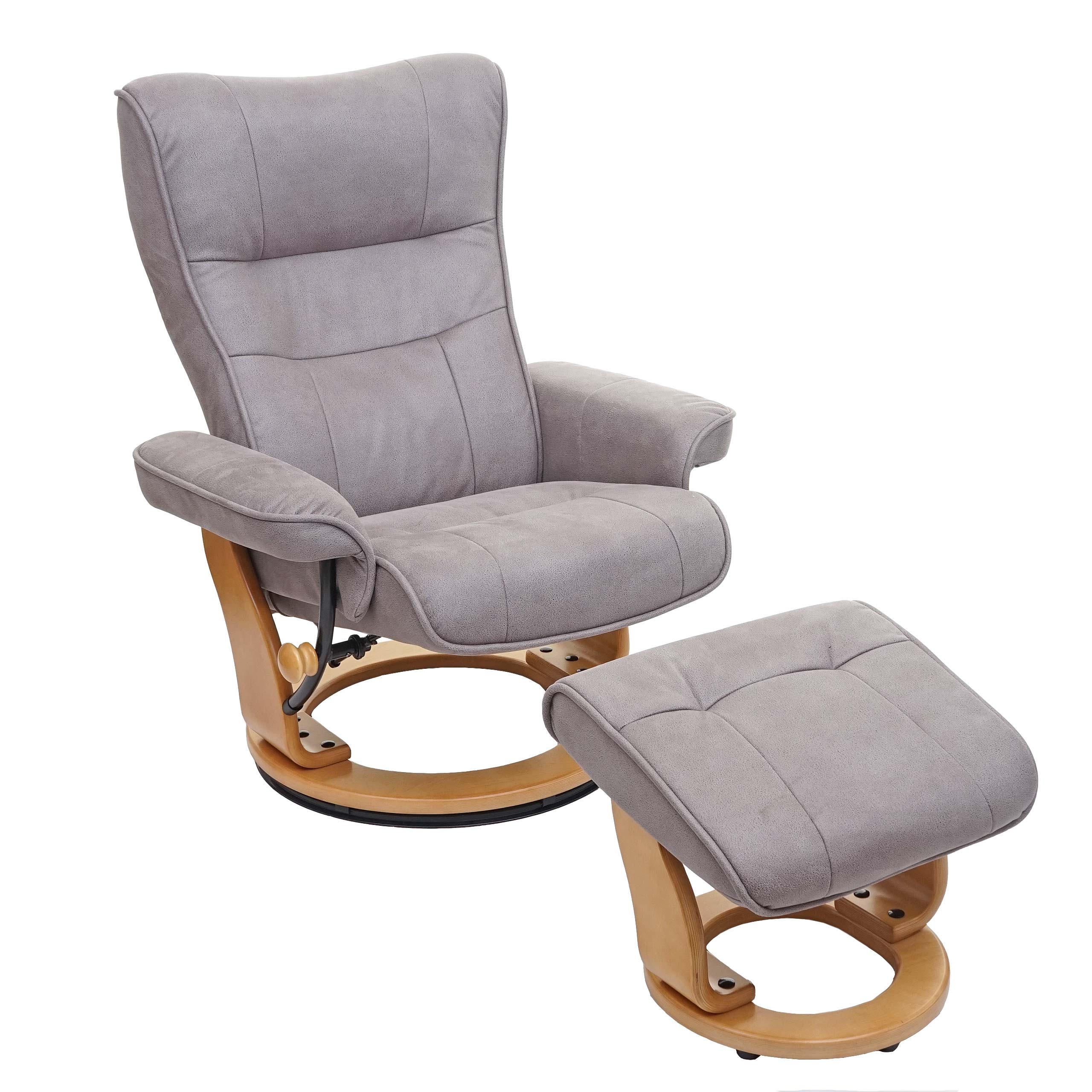 RELAXSESSEL MIT HOCKER Hellgrau - Hellgrau, Textil (85/104/117cm) - MCA