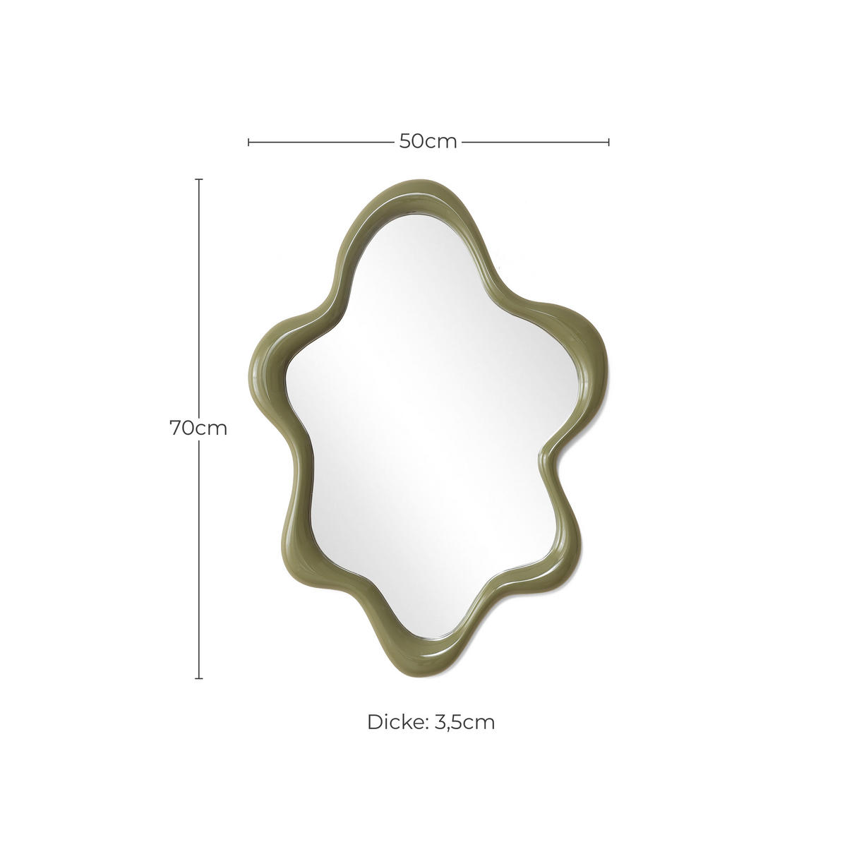 SPIEGEL Grün in Blumenform 70.5×50 cm - Grün, Glas/Holz (50/3.5/70.5cm)