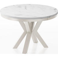 ESSTISCH Clara Beige Cashmere runder ausziehbarer, Marmor Weiß 100-180/100/76 cm - Kaschmir/Ecru, Holzwerkstoff/Metall (100/100/76cm) - WFL GROUP