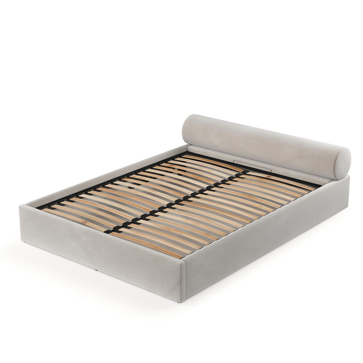 POLSTERBETT Solvo mit Stauraum 180/200 cm Hellbeige im Paros Stoff - Beige/Schwarz, Holz/Holzwerkstoff (180/200cm) - AltaBeds