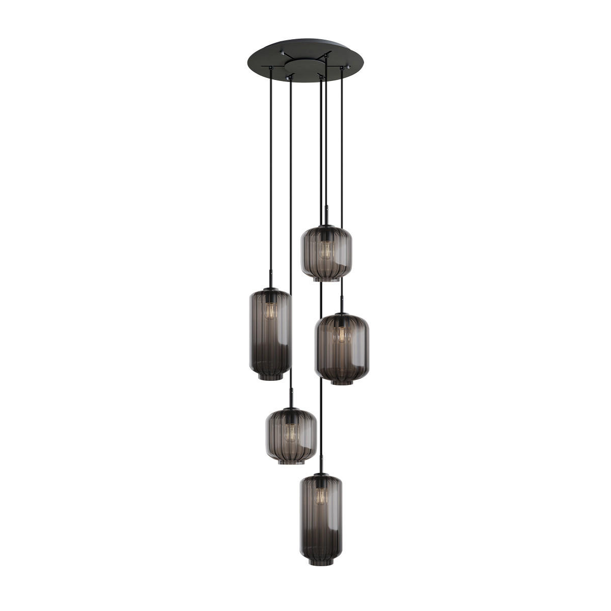 GALERIELEUCHTE Velo 5-flammig Rauch Ø 18/20/25cm - Anthrazit/Schwarz, Glas (25/25/27cm) - s.luce