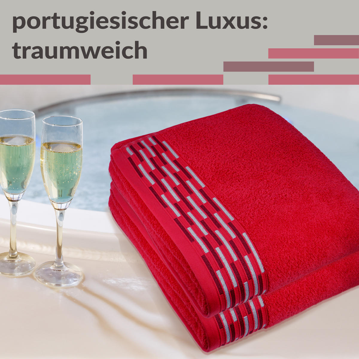 DUSCHTUCH Lugano Rot 2er 70x140 cm - Rot, Textil (70/140cm) - Lashuma