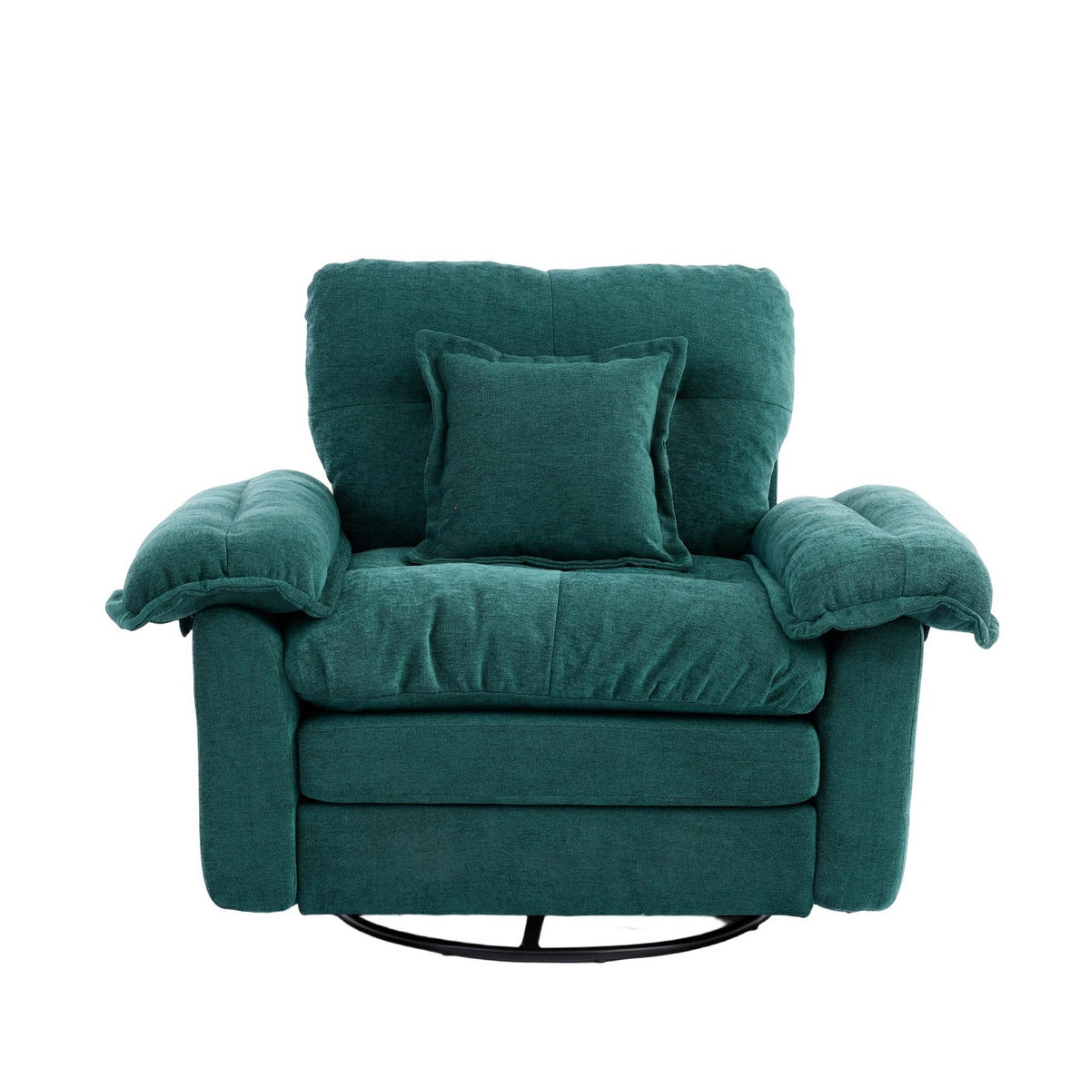 KRESLO z chenille zelenej farby, 360° otočné, oversized, s podporným vankúšom,84/116/96 cm - zelená, textil (84/96/116cm) - BEAOK