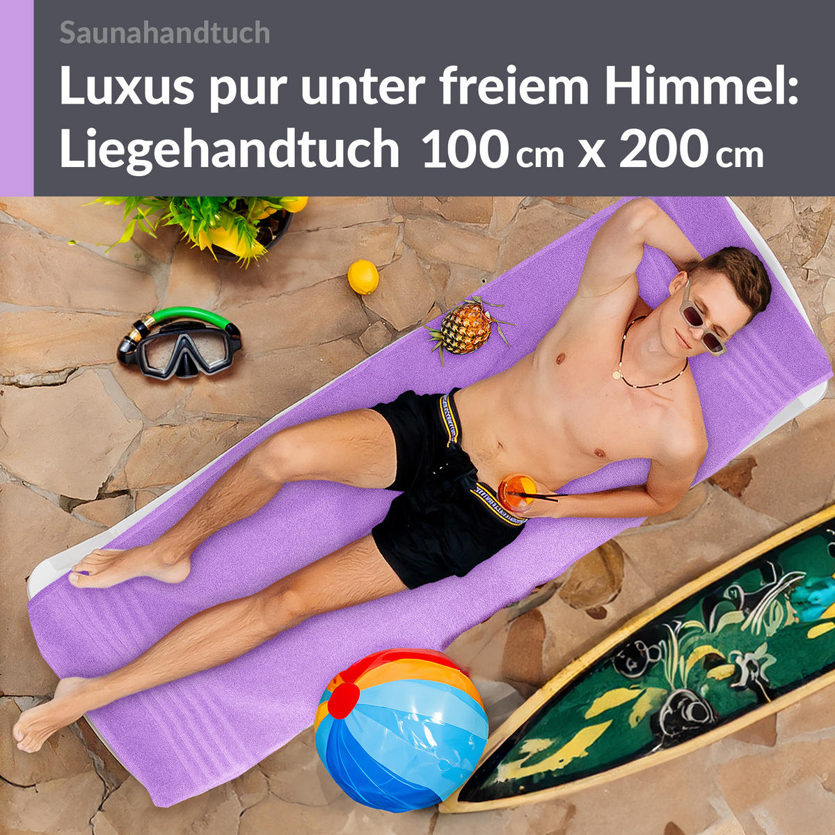 BADETUCH London Flieder Lila 100x200 cm - Flieder, Textil (100/200cm) - Lashuma