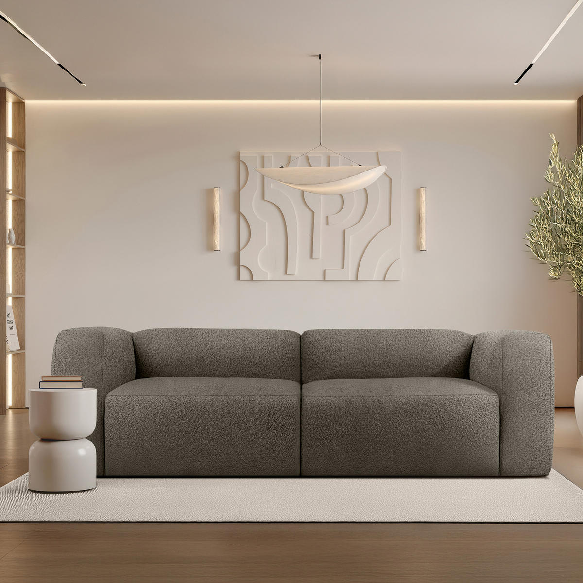 2,5-SITZER SOFA BUFFO, kühles Braun - Braun, Holz/Holzwerkstoff (250/73/96cm) - KONSIMO®