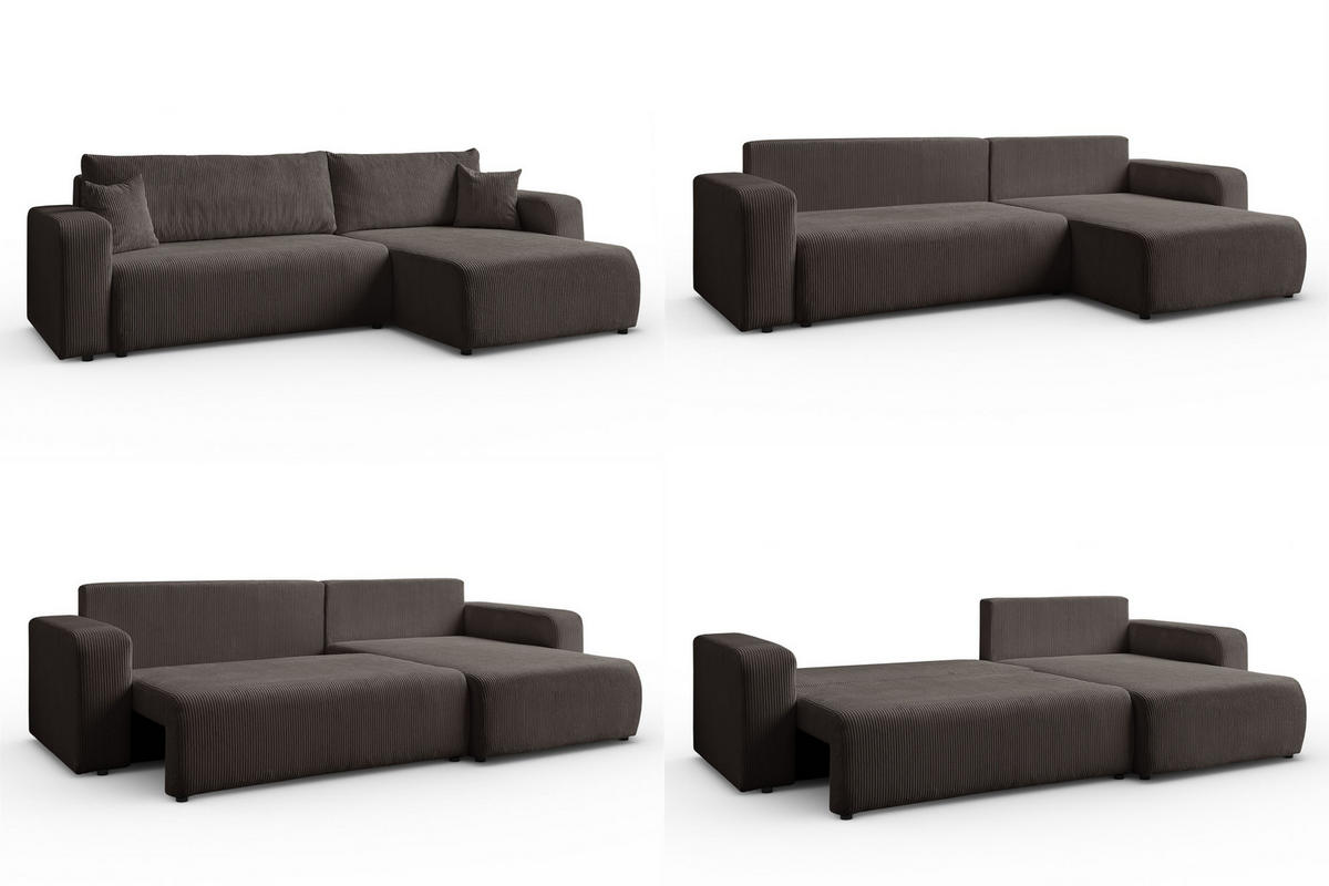 ECKSOFA Sofia in L-Form 277 x 143 cm Schlaffunktion Bettkasten Couch Cord universale Seite, hellbraun - Hellbraun, Kunststoff (143/83/277cm) - Margaret Hadas24