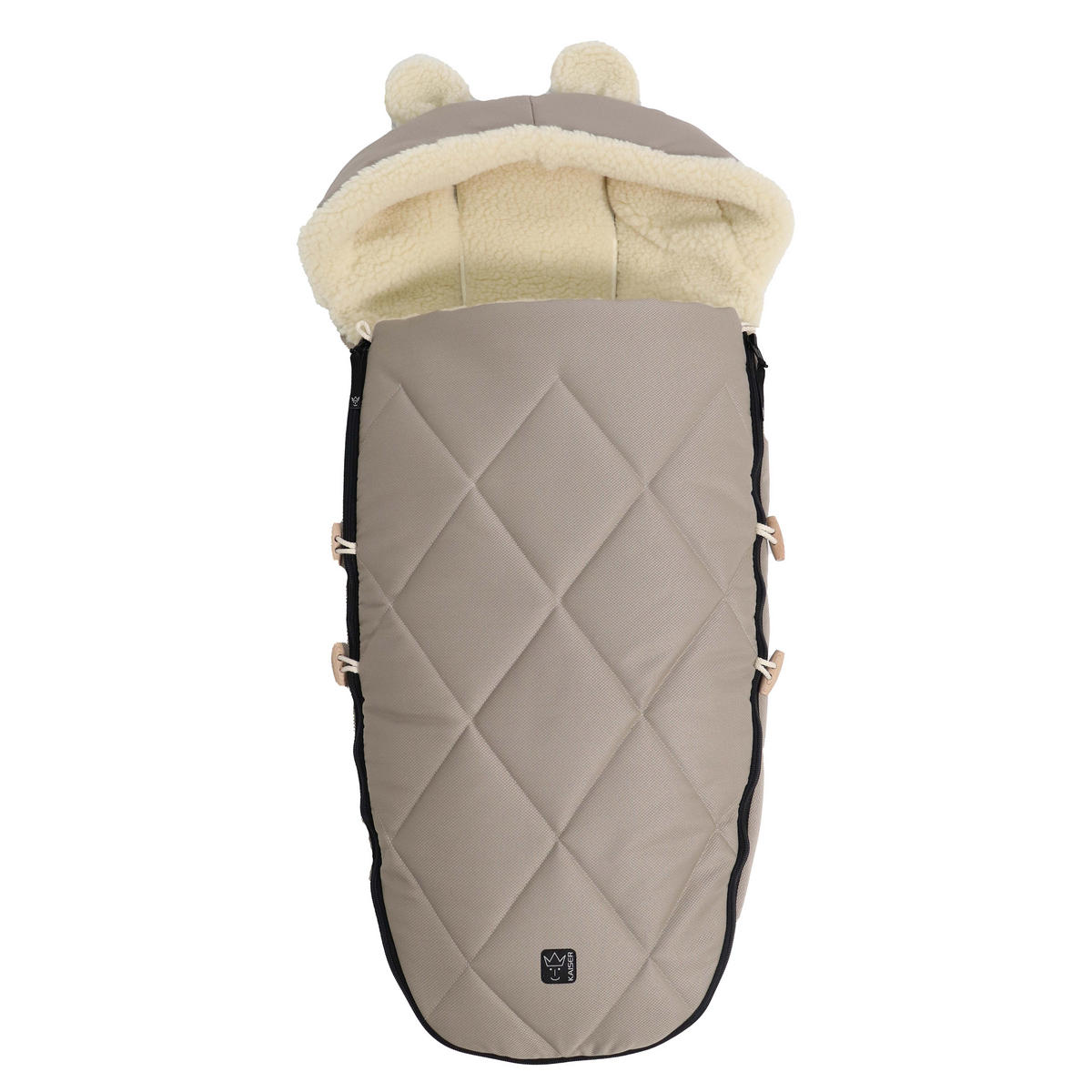 KINDERWAGENFUSSSACK XL EARS WOOL, angora - Hellgrau, Naturmaterialien (43/93cm) - Kaiserbaby