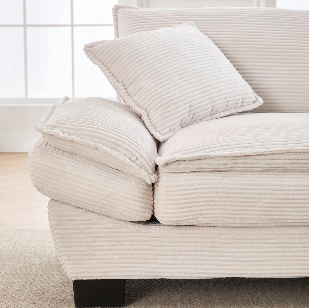 SOFA 2-Sitzer mit tiefem Sitz 224 x 81 x 81 cm Samt Beige - Beige, Kunststoff (224/81/81cm) - Meubliv