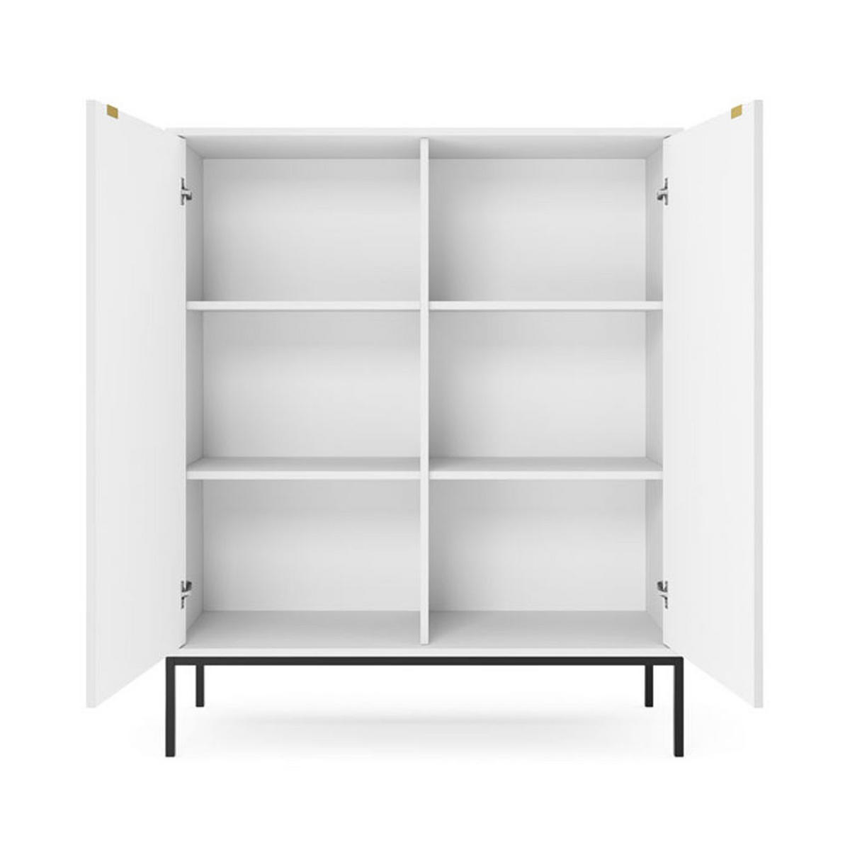 HIGHBOARD Nova weiß 104 / 39 / 125cm - Schwarz/Weiß, Holzwerkstoff/Metall (104/125/39cm) - Feldmann-Wohnen