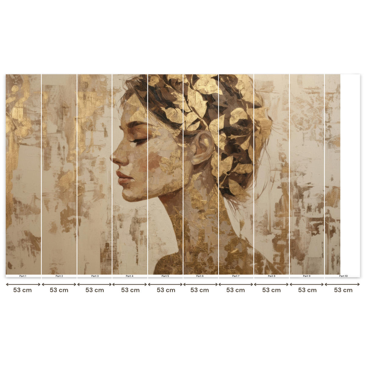 TAPETE - Frau - Gold - Abstrakt - Textur - 450x280 cm - Goldfarben, Papier (450/280cm) - OnlyWow