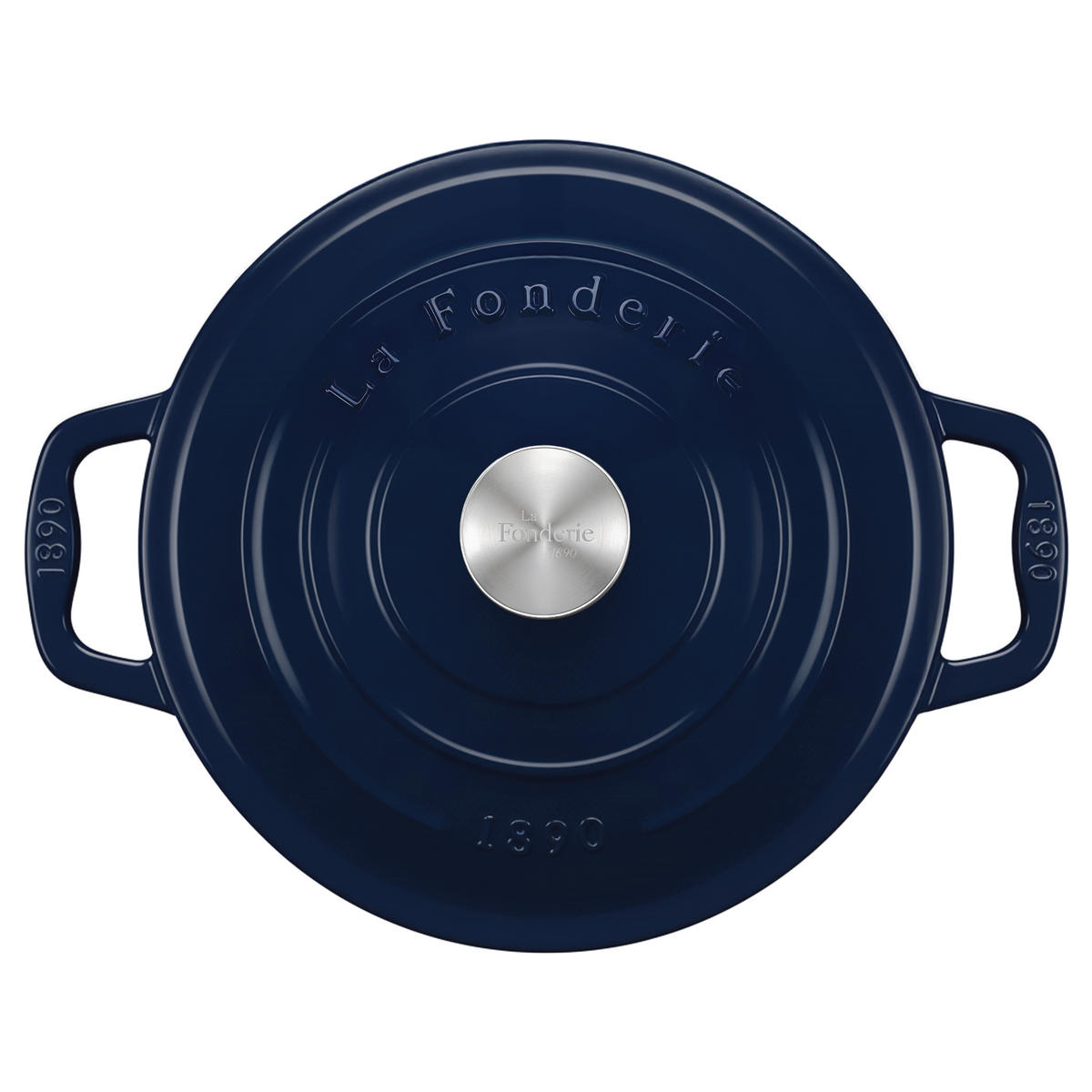 SCHMORTOPF ALMA25 Marineblau, Runder Schmortopf aus emailliertem, Gusseisen 25 cm, Fassungsvermögen 4,7 L - Schwarz, Metall (34.5/31.5/17cm) - La Fonderie 1890