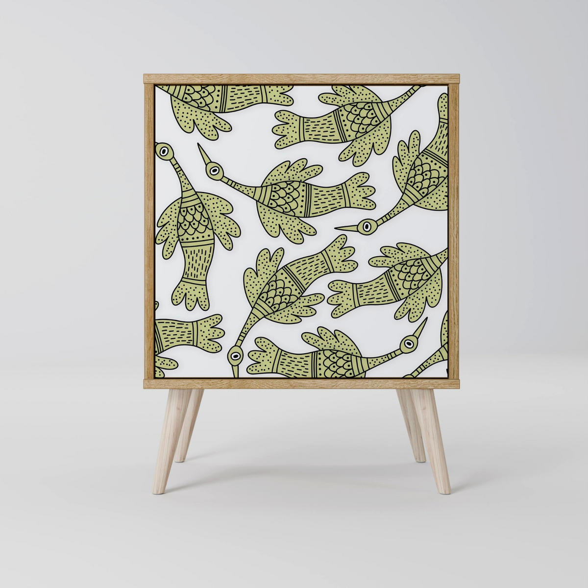 SIDEBOARD SEEDLING SONGBIRD, Grau, 57,5x42x70,5 cm, Schwarze Metall-Sternfüße - Multicolor/Schwarz, Holzwerkstoff/Metall (57.5/70.5/42cm) - SpaceRebels