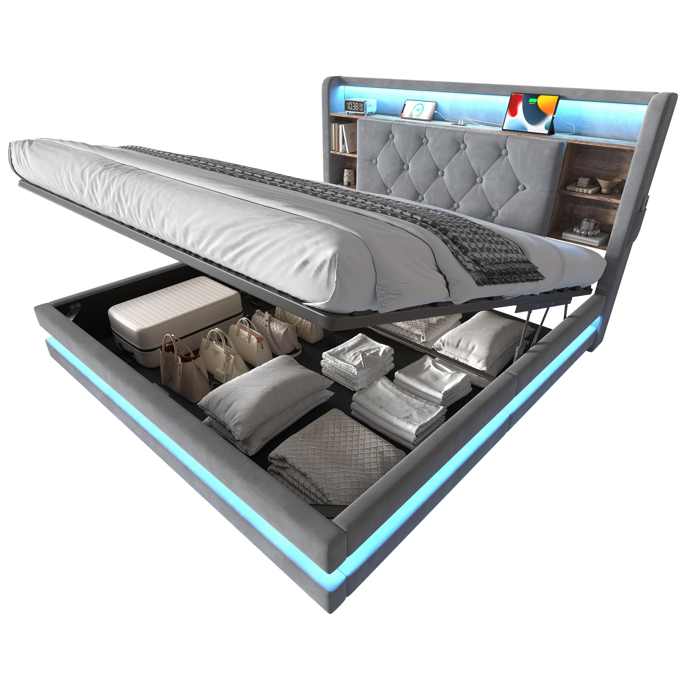 Lvhom Boxbett Dunkelgrau 140x200 cm