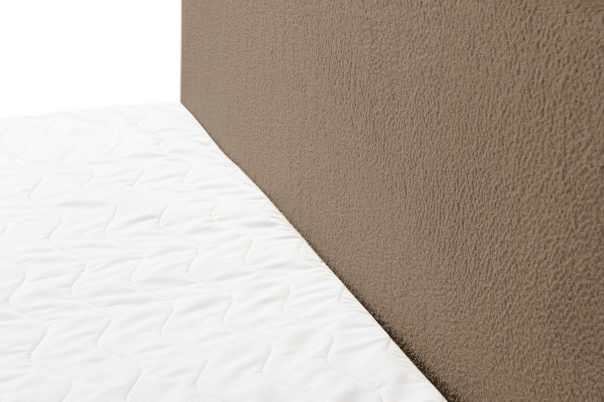 BOXBETT LAMBI mit 2 Bettkästen, 180x200, Farbe: Braun, Bouclé-Stoff, mit Bonell-Matratze inkl. Topper - Braun, Holz/Kunststoff (180/200cm) - VENASI MÖBEL