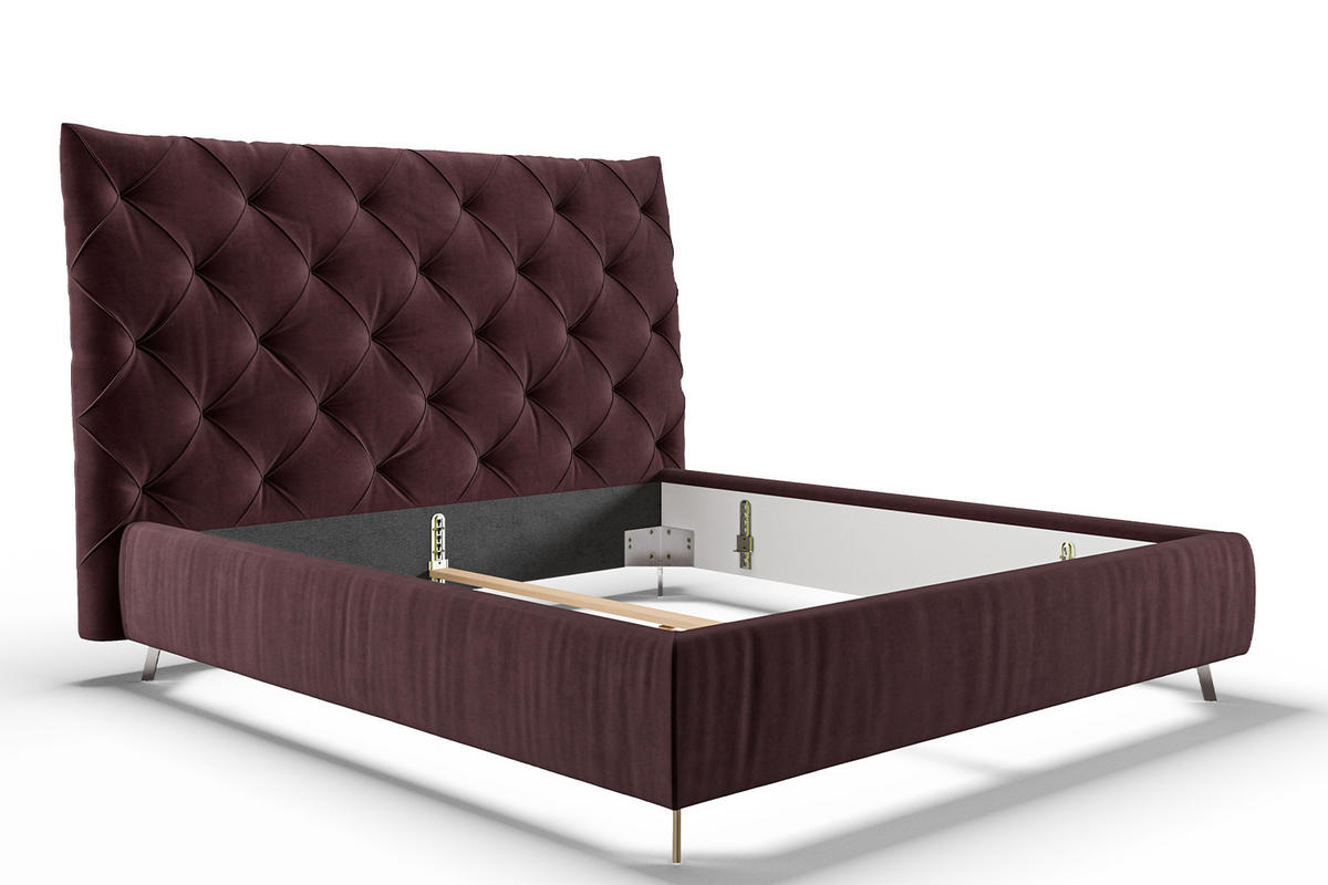 POLSTERBETT ANNY Violett Massivholz - Violett, Textil (180/200cm) - KAWOLA