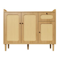 SIDEBOARD Eiche-Optik mit Rattan-Geflecht, 3 Türen & 1 Schublade - Eichefarben, Holzwerkstoff (120/91/40cm) - Urban Meuble