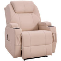 MASSAGESESSEL Creme mit Massagefunktion und elektrischer Liegefunktion 82/97/110 cm - Creme, Leder (82/110/97cm) - PANGIVO