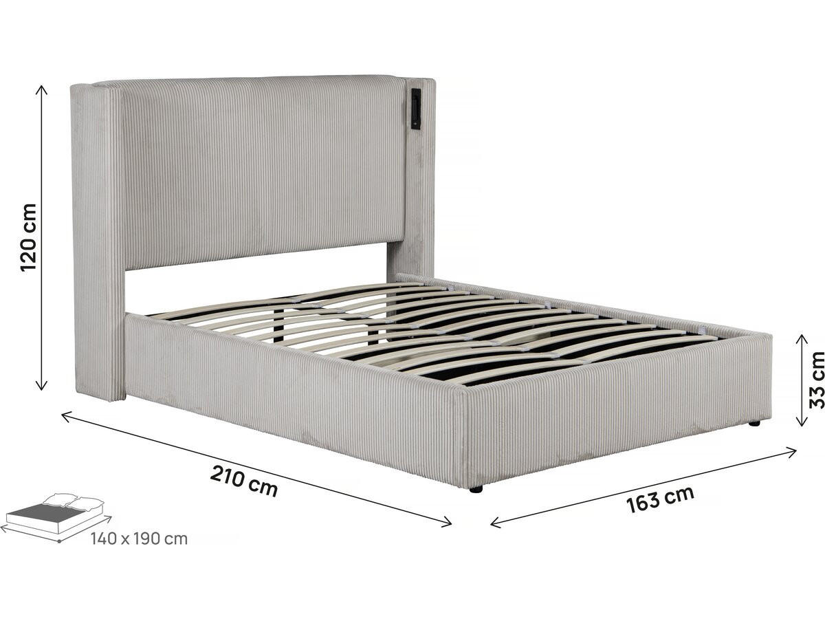 POLSTERBETT Cortina Beige - Beige, Holz/Textil (140/190cm) - Habitat Garten