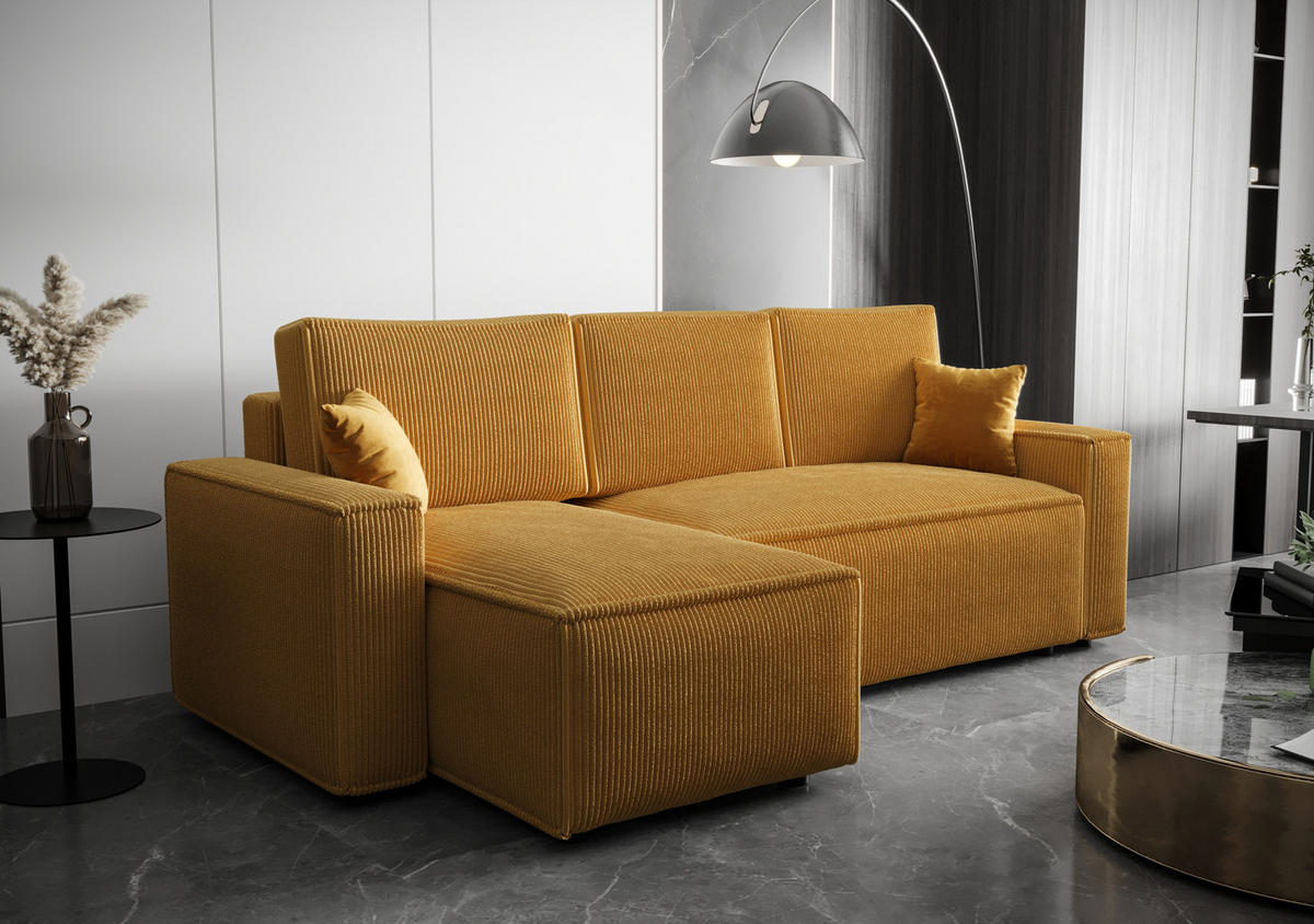 ECKSOFA L AMBRO Poso 01 Links mit Schlaffunktion - Orange, Textil (232/143cm) - Bedante