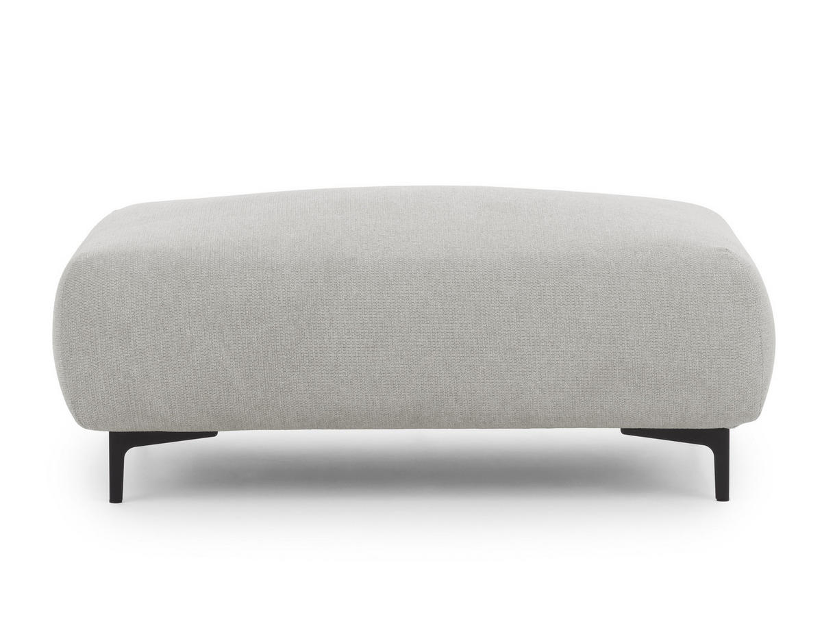 POLSTERHOCKER Cardea in Bubble-Optik aus weichem Hellgrau Strukturstoff mit hohem Sitzkomfort - Hellgrau/Schwarz, Holz/Textil (110/46/65cm) - S-Style Möbel