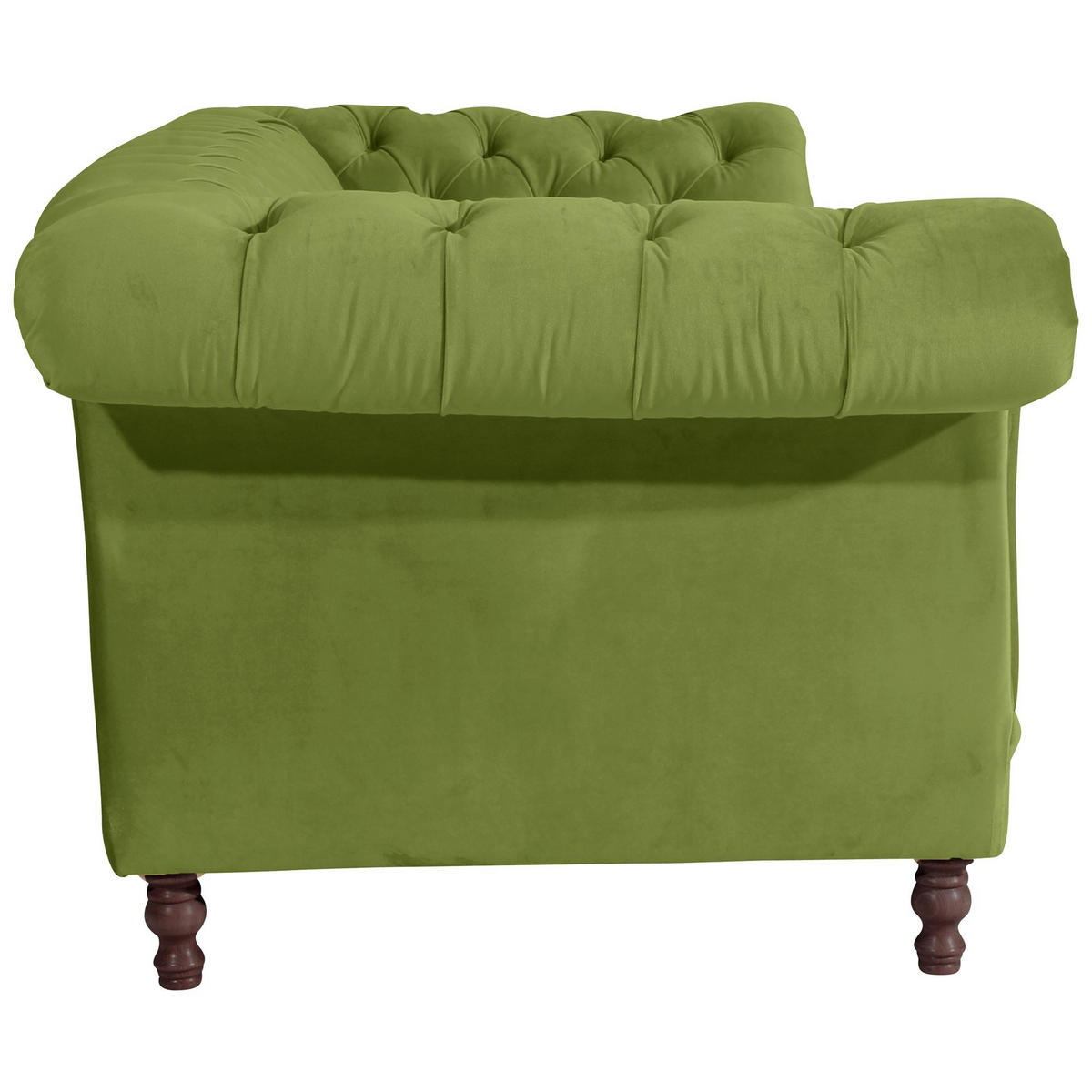 CHESTERFIELD Sofa 3-Sitzer Kaylin Samtvelours oliv - Olivgrün, Kunststoff (253/80/100cm) - 58aufmkessel
