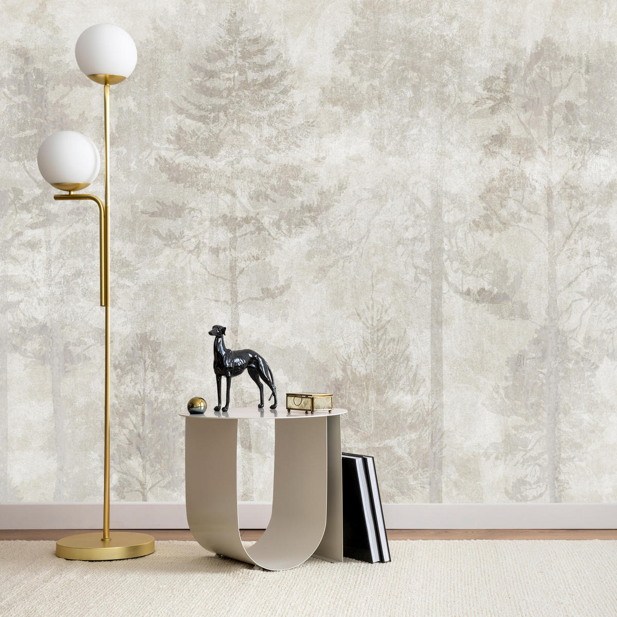 FOTOTAPETA Pre Obývaciu Izbu Boho Abstrakcia Les Stromy Betón Vintage 500 x 350 cm - béžová, papier (500/350cm) - Muralo