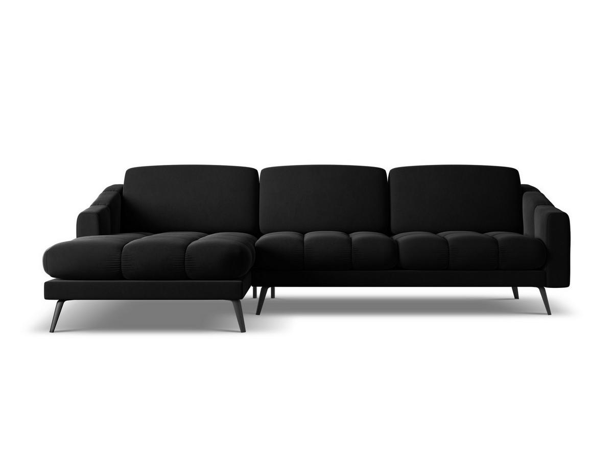 ECKSOFA Links Samt Stoff Schwarz - Schwarz, Textil/Metall (160/264cm) - Makamii