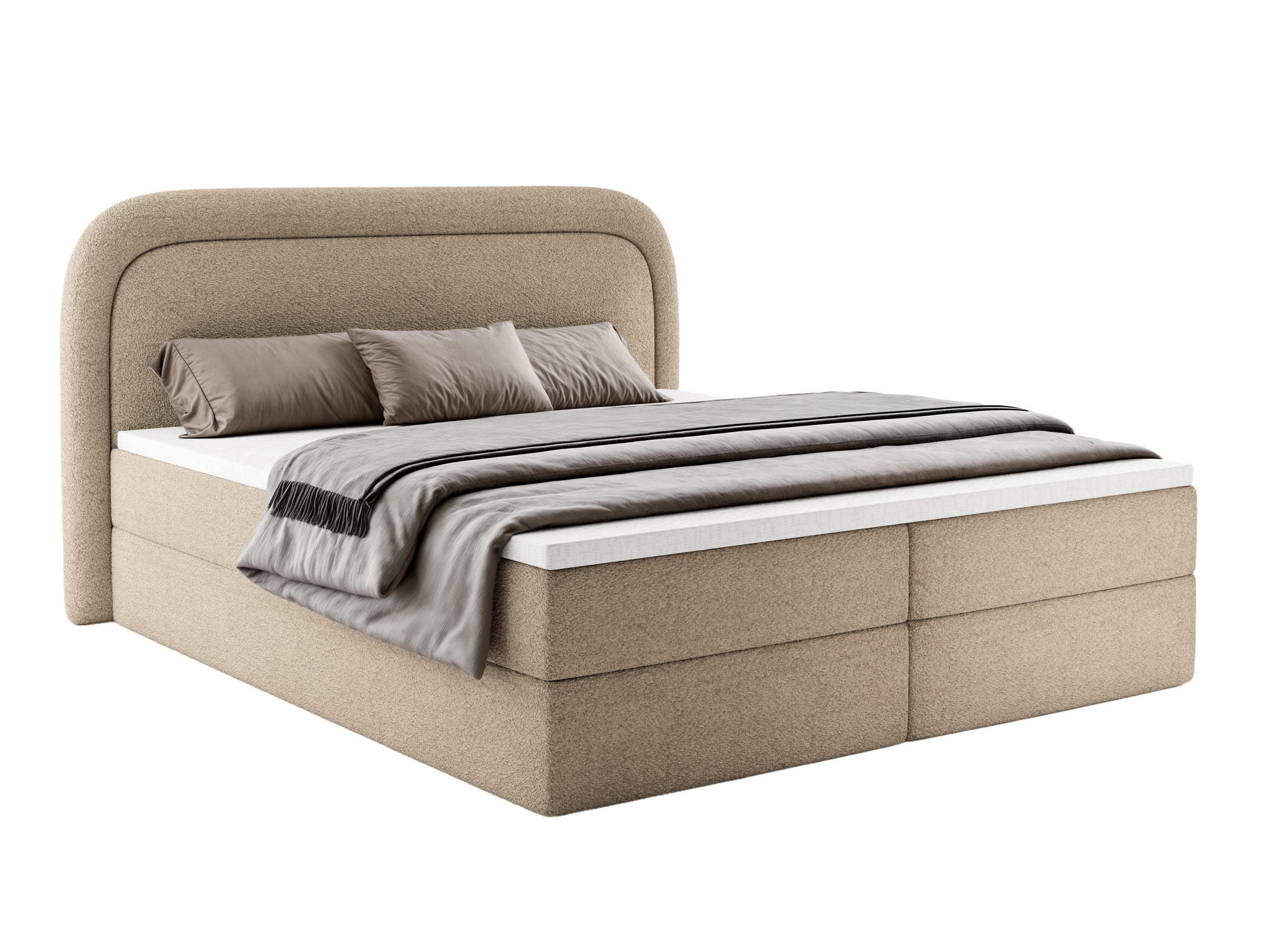 Luxkor24 Boxbett Taupe 140x200 cm