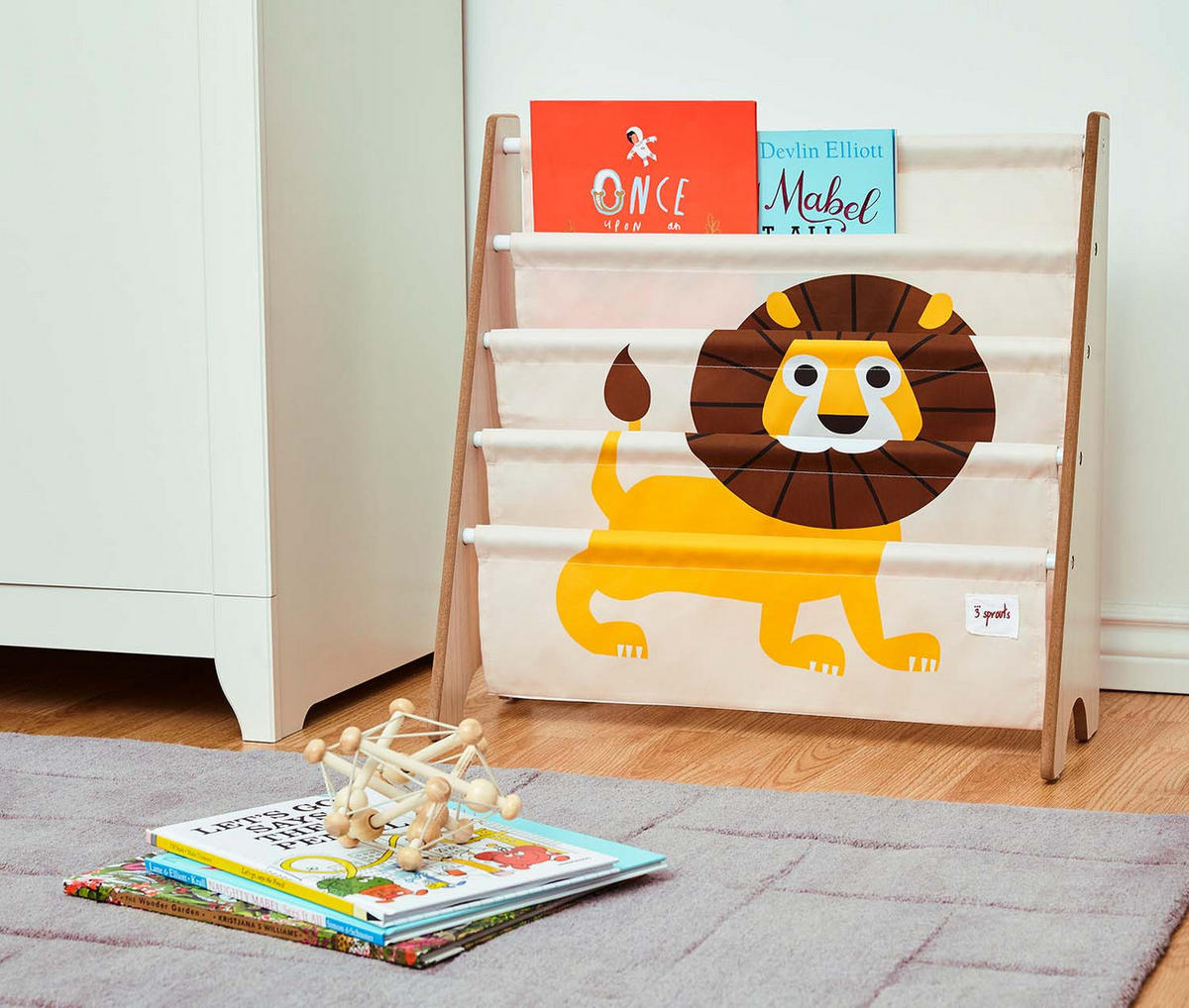 BÜCHERREGAL Motiv: Löwe - Gelb, Textil (63/60/26cm) - 3Sprouts