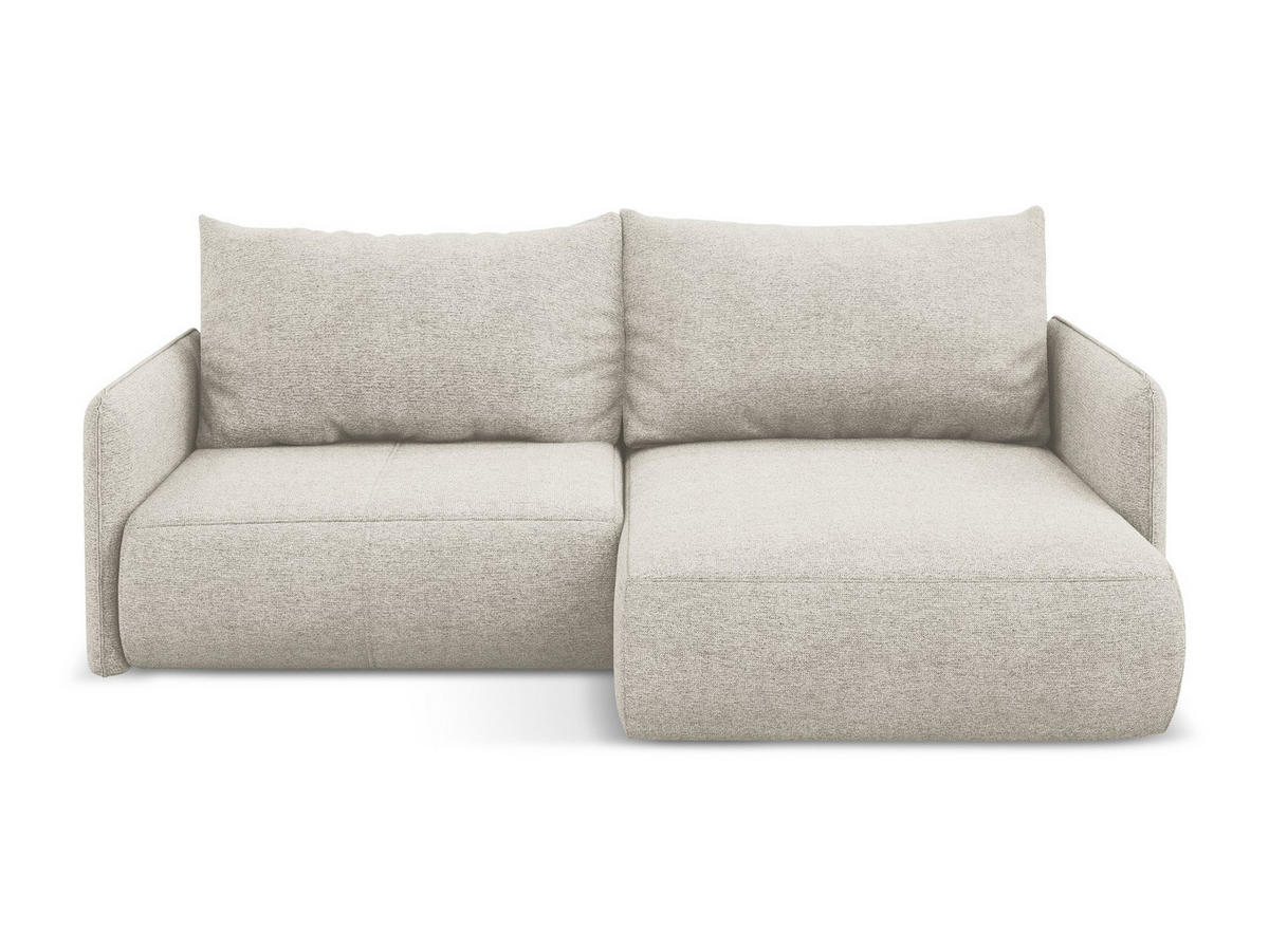 ECKSOFA mit Schlaffunktion Chenille Stoff Grau - Silberfarben/Schwarz, Kunststoff/Textil (207/148cm) - Makamii