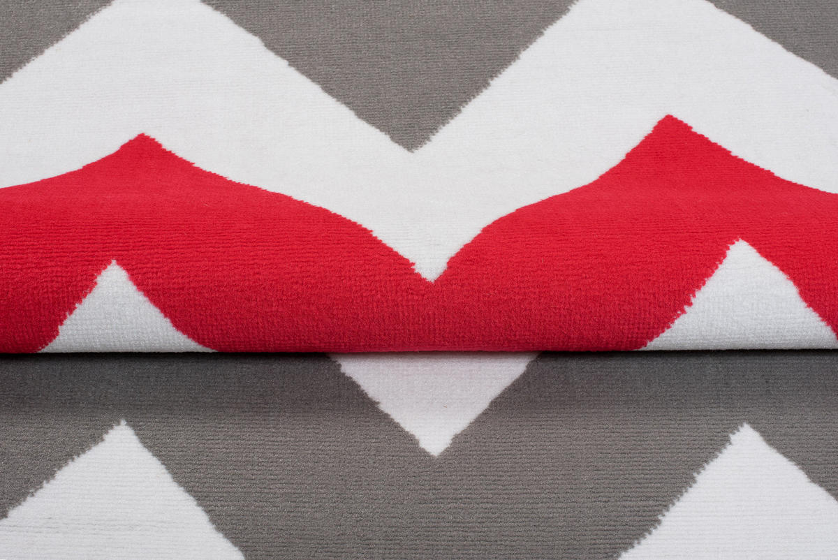 TEPPICH MAYA Rot Zig Zag Streifen 250/300 cm - Rot, Textil (250/300cm) - Tapiso