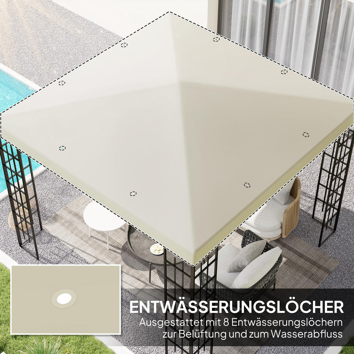 ERSATZDACH für Pavillon 3 x 3 m - Creme, Kunststoff (298/1/298cm) - Outsunny