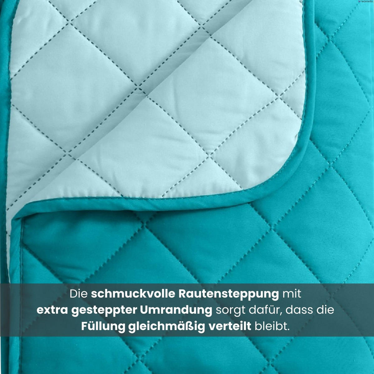 SOMMERBETT Camping türkis 200/200 cm Steppbett im Wende-Design Duo-Color - Türkis, Textil (200/200cm) - wometo
