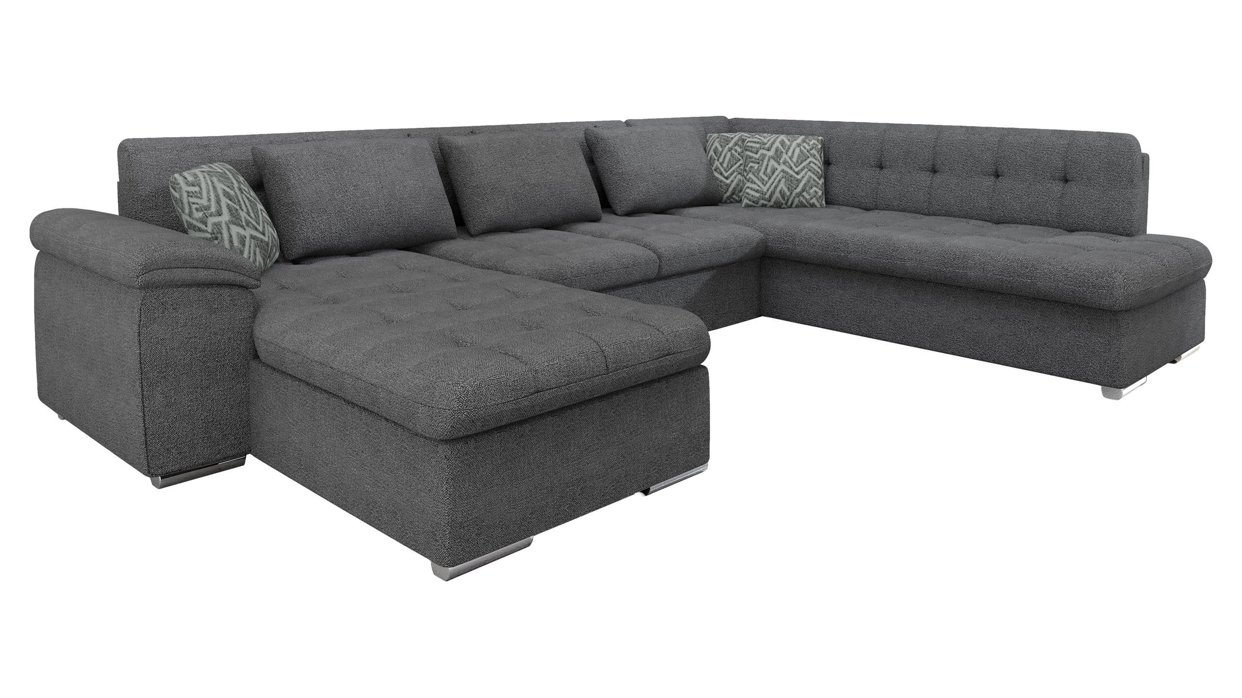 WOHNLANDSCHAFT Niko Bis Premium, Seite: Links - Dunkelgrau, Holz/Textil (348/76/205cm) - MIRJAN24