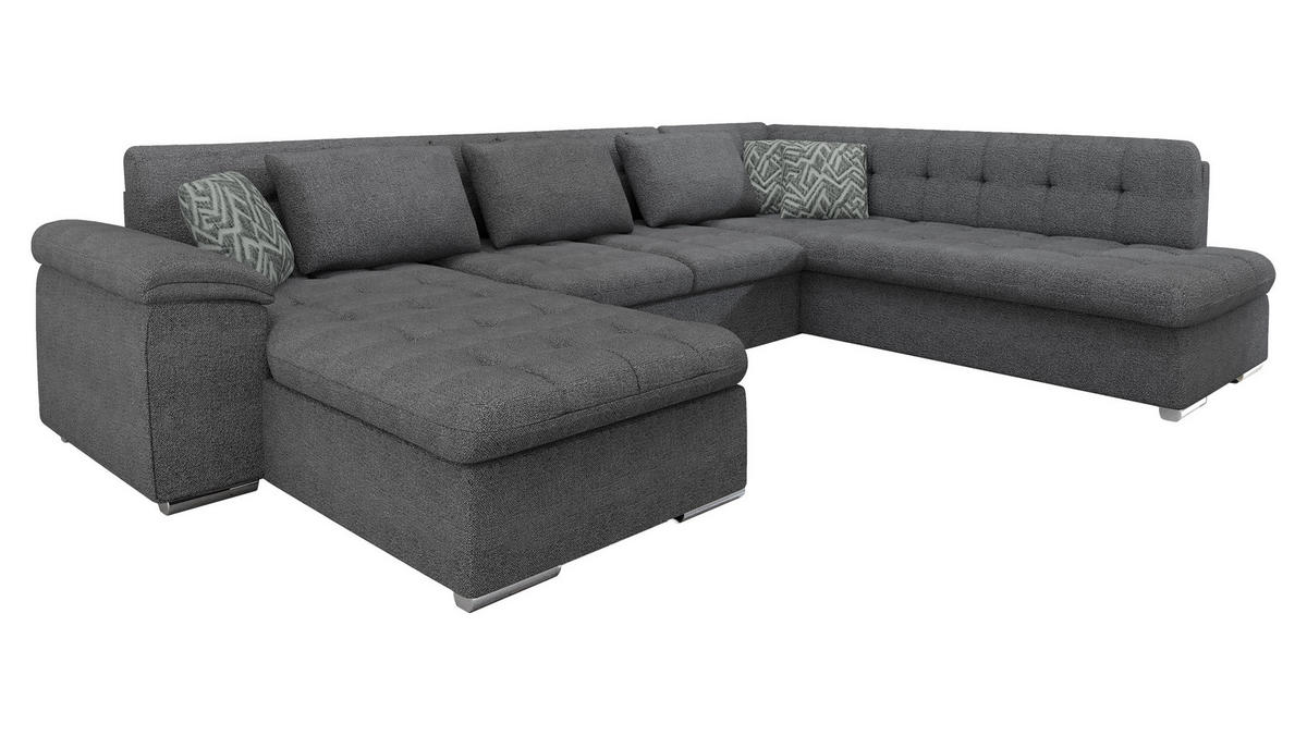 WOHNLANDSCHAFT Niko Bis Premium, Seite: Links - Dunkelgrau, Holz/Textil (348/76/205cm) - MIRJAN24