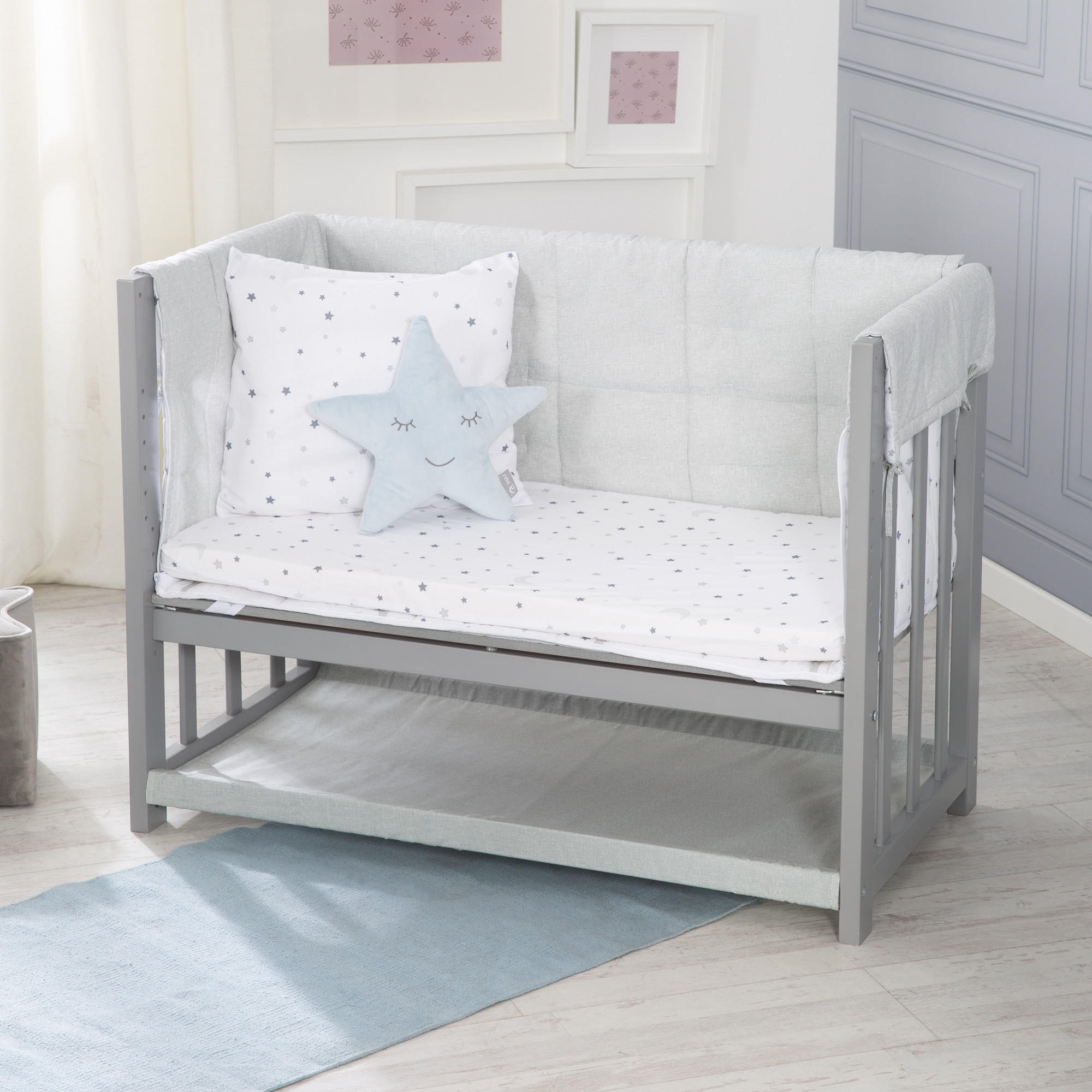 BEISTELLBETT Sternenzauber grau 3in1 Set 90 x 45 cm - Taupe, Holzwerkstoff (45/90cm) - Roba